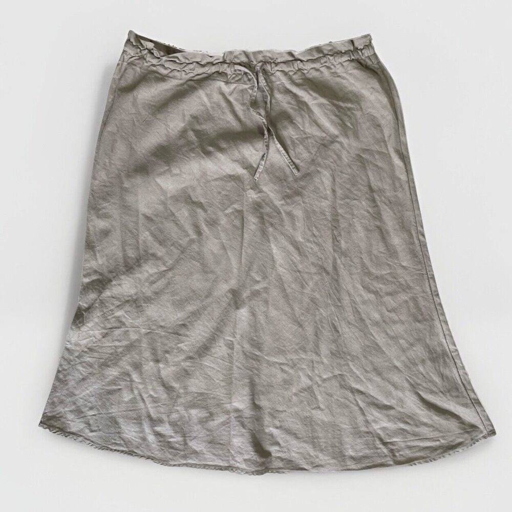 H&M Linen-Viscose Asymmetric Knit Midi Skirt Womens 4 S Pull-On Beach Beige